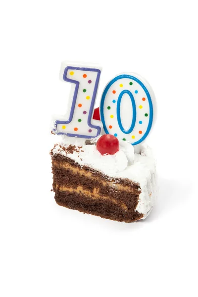 Tarta de cumpleaños con dos velas — Foto de Stock