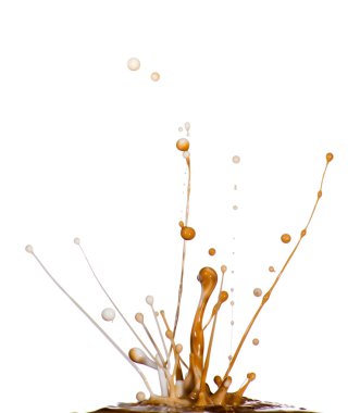 Beyaz arka plan üzerinde renkli sıvı sıçrama