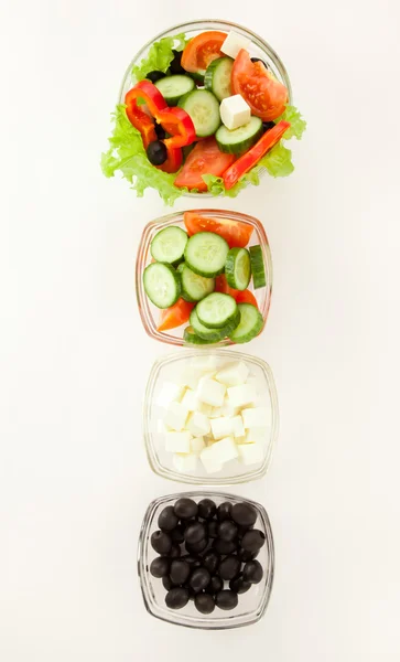 Picture of four plates with vegetables — Stock Photo, Image