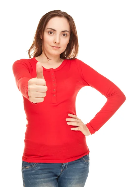Picture of young woman showing thumbs up Royalty Free Stock Images