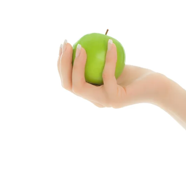 Mains de femme avec des fruits sains — Photo