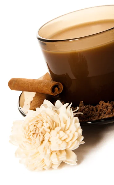 A cup of coffee and grated chocolate — Stock Photo, Image