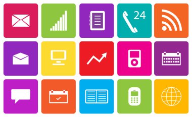Set of communication and media icons illustration.