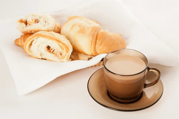 A cup of coffee and cornettos — Stock Photo, Image