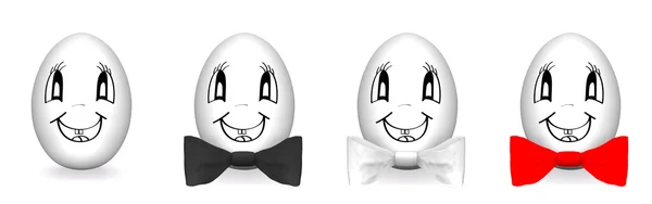 Funny eggs with colorful bow-tie — Stock Photo, Image