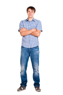 izole bir Kareli gömlekli adam