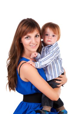 Anne ve bebek beyaz doğum. izole