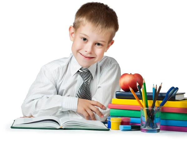 Funny student with books and pencils — Stock Photo, Image