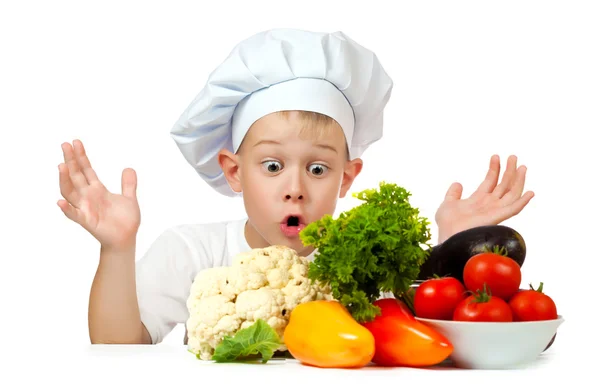 Verrast jongen chef-kok — Stockfoto