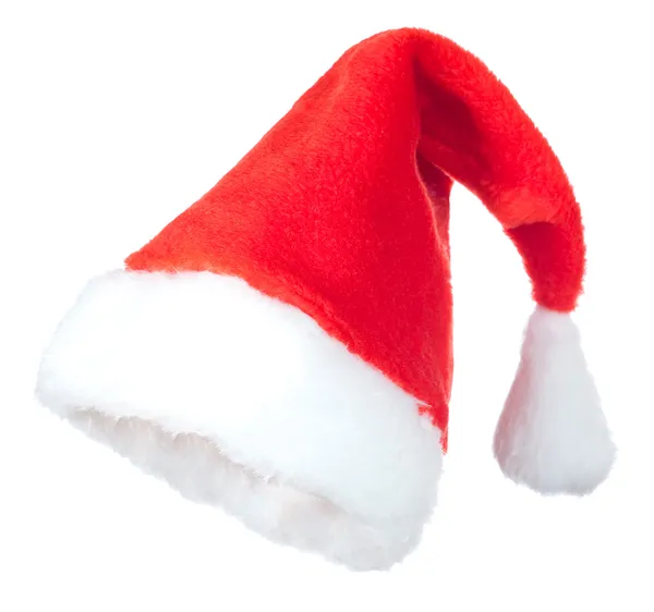 Sombrero rojo de Santa Claus sobre fondo blanco — Foto de Stock