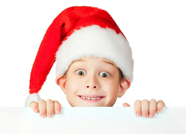 Funny boy in a rad Santa hat — Stock Photo, Image