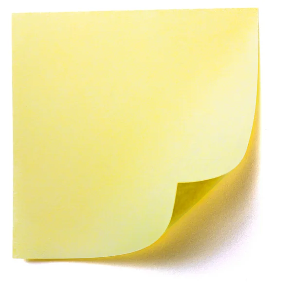 Gelbe Stick Note isoliert auf weißem Hintergrund, — Stockfoto