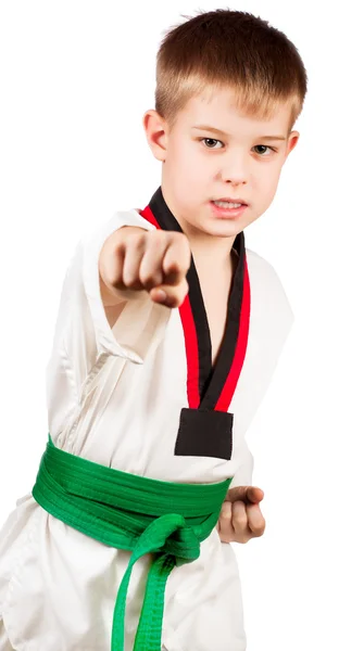 Giovane sportivo allenamento karate . — Foto Stock