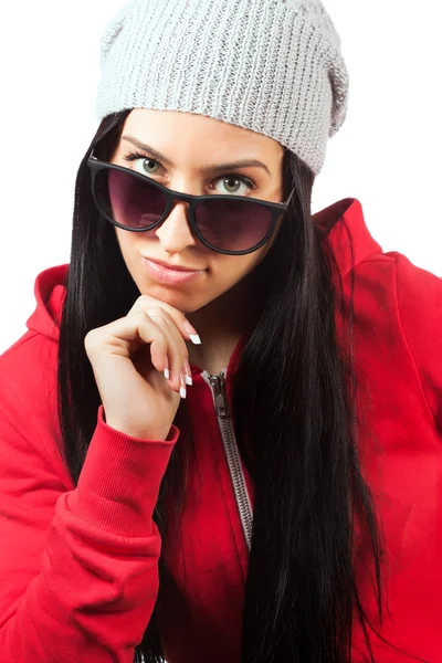 Pretty brunette Woman with sunglases — Stock Photo, Image