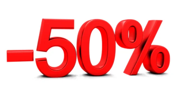 3D rendering of a 50 per cent in red letters — Stock Photo, Image