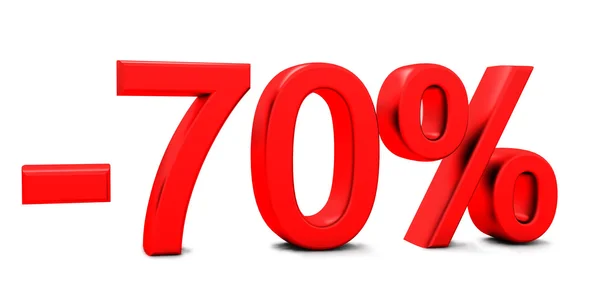3D rendering of a 70 per cent in red letters — Stock Photo, Image