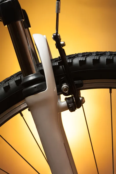 Bicycle wheel with suspension fork — Stock Photo, Image