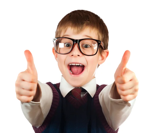 SWOT-pojke med glasögon på en vit — Stockfoto