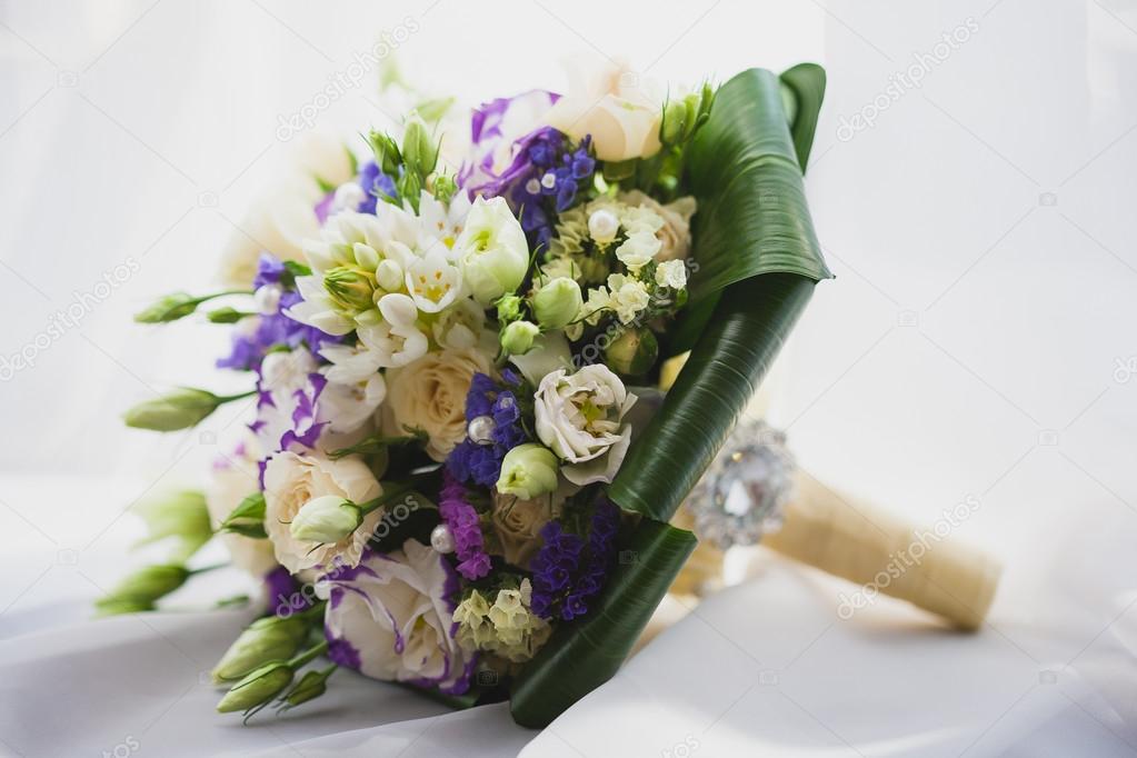 Wedding bouquet on the white