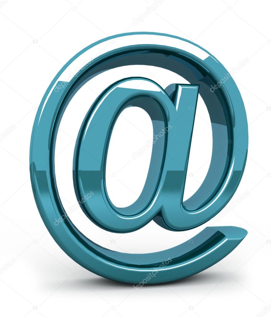 Steel e-mail internet icon 3d isolated on white background