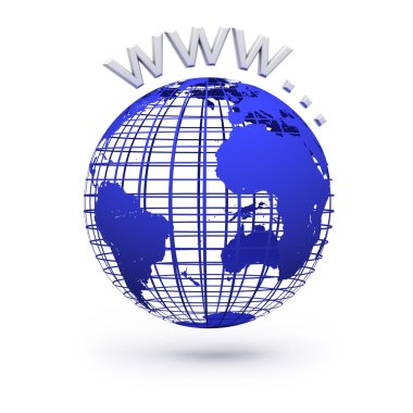 Mavi Dünya küre. www Internet kavramı