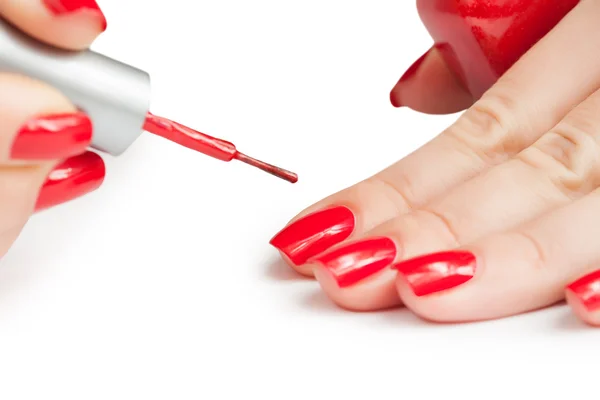 Hands with red manicure — Stock Photo, Image