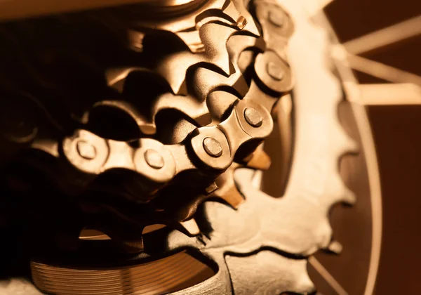 Rear bike cassette with chain. macro — Stock Photo, Image