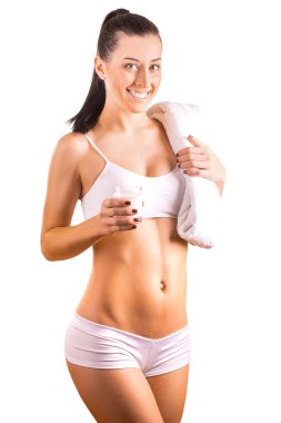 sevimli kız atlet bir beyaz