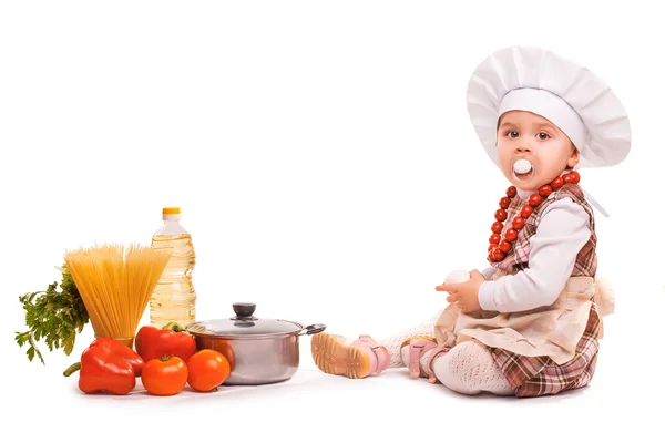 Scullion is cooking on the kitchen. isolated — Stock Photo, Image