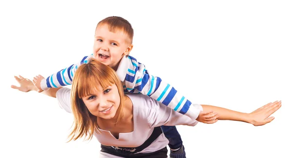 Família feliz estão brincando juntos — Fotografia de Stock