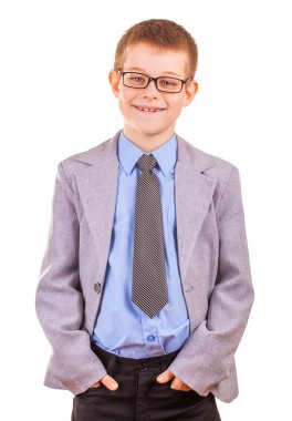 Yakışıklı çocuğu izole iş kıyafeti,