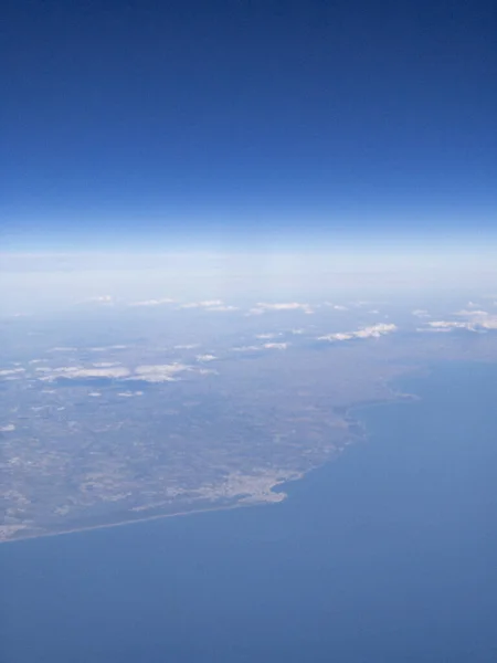 Vue Aérienne Côte Espagnole Depuis Stratosphère — Photo