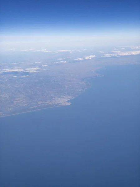 Αεροφωτογραφία Της Ακτής Της Ισπανίας Από Στρατόσφαιρα — Φωτογραφία Αρχείου