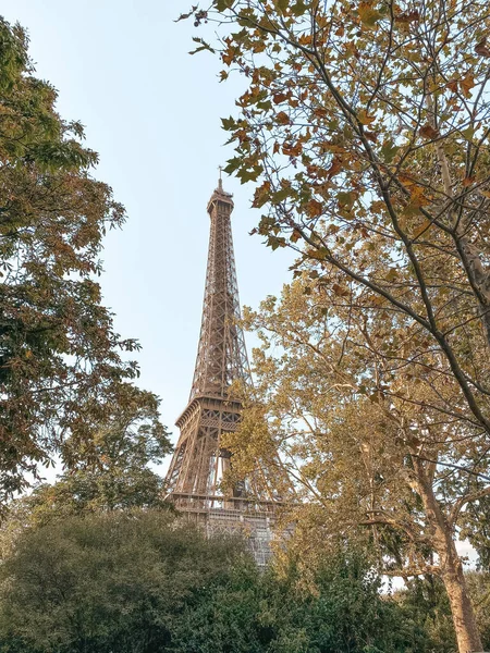 Ейфелева Вежа Деревами Проти Неба Парижі Франція — стокове фото