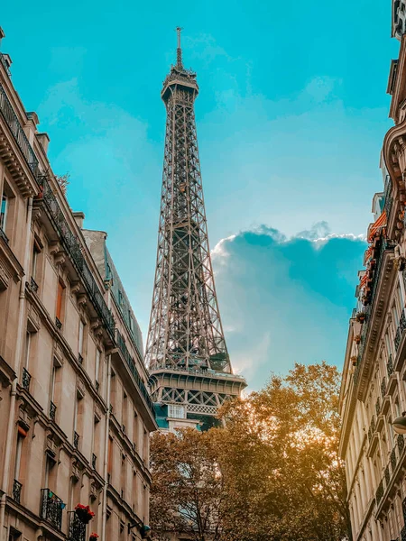 Улицы Парижа Эйфелевой Башней Закате — стоковое фото