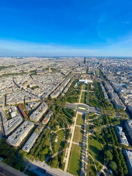 Vue Aérienne Des Jardins Paris Devant Tour Eiffel — Photo