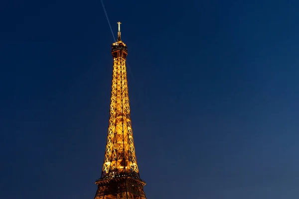 Torre Eiffel Noite Paris Contra Céu — Fotografia de Stock