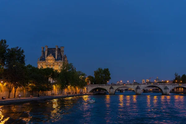 Paris Fransa Daki Seine Nehri Nden Gece Manzarası — Stok fotoğraf