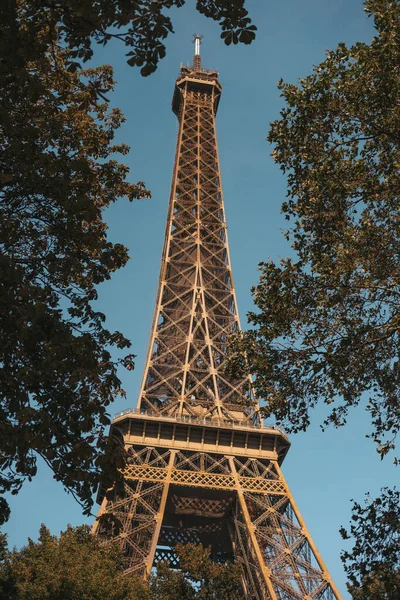 Détail Tour Eiffel Avec Arbres Paris France — Photo