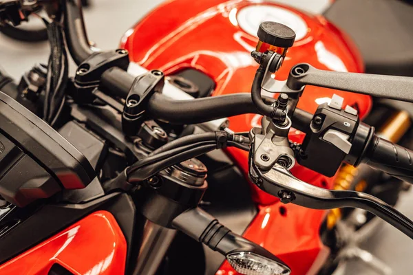 Detail Handlebar Custom Motorbike Brakes Turn Signals — Stock fotografie