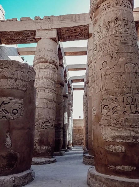 Ancient Ruins Abandoned Temple Full Hieroglyphs Egypt Africa — Stockfoto