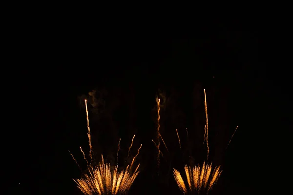 Unfocused Collection Fireworks Black Background Can Used Overlay — ストック写真