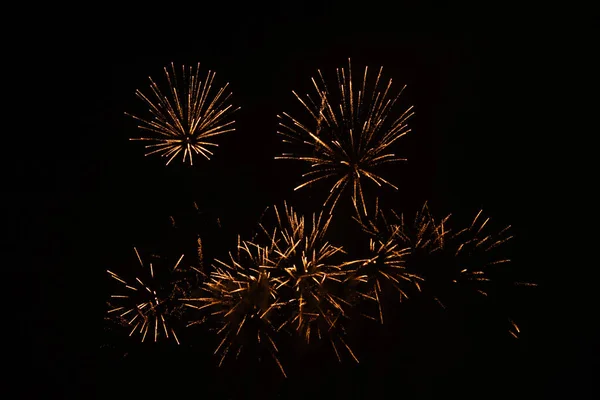 Unfocused Collection Fireworks Black Background Can Used Overlay — ストック写真