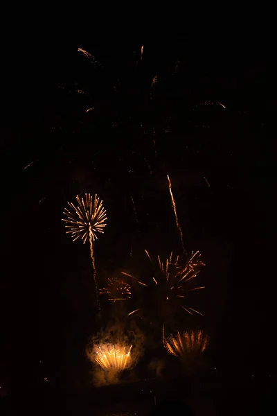 Slightly Unfocused Collection Fireworks Black Background Can Used Overlay — Φωτογραφία Αρχείου