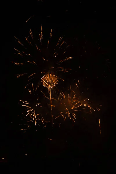 Slightly Unfocused Collection Fireworks Black Background Can Used Overlay — Stockfoto
