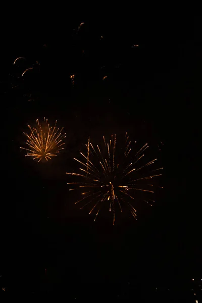 Slightly Unfocused Collection Fireworks Black Background Can Used Overlay — Stock fotografie