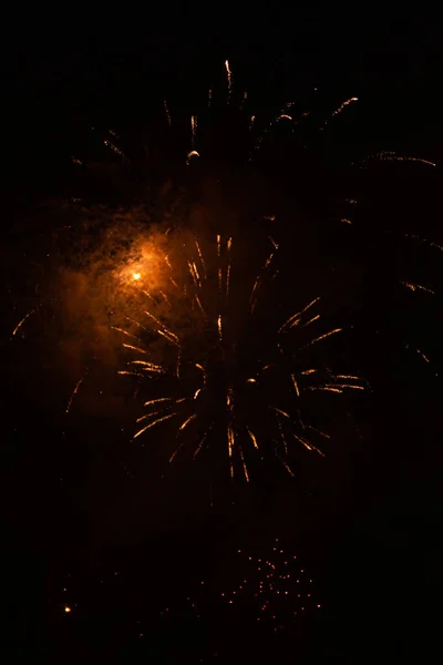 Slightly Unfocused Collection Fireworks Black Background Can Used Overlay — Stock fotografie