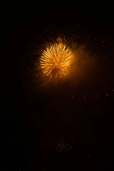 Slightly Unfocused Collection Fireworks Black Background Can Used Overlay — Stockfoto