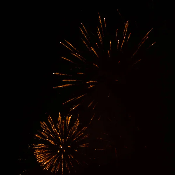 Slightly Unfocused Collection Fireworks Black Background Can Used Overlay — Stock fotografie