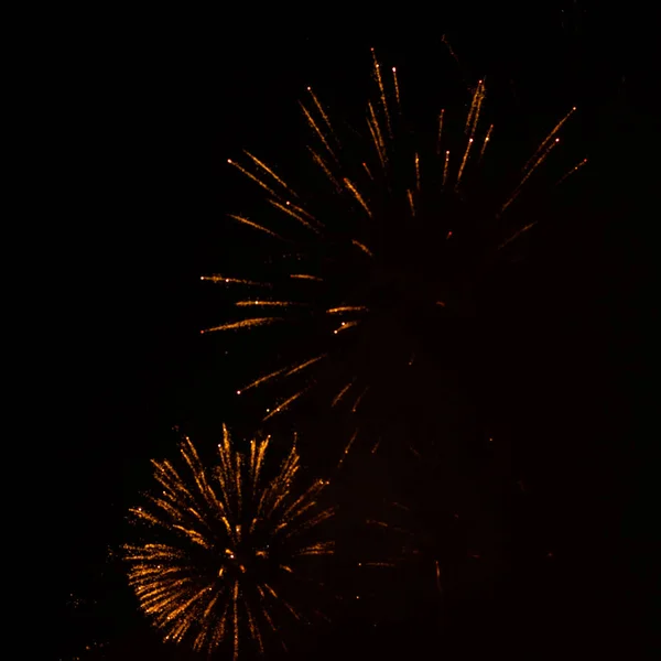 Slightly Unfocused Collection Fireworks Black Background Can Used Overlay — ストック写真